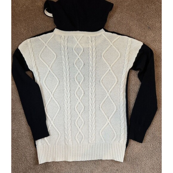 Autumn Cashmere 100% Pure Cashmere Hoodie Sweater Black & Ivory Sz S - Picture 7 of 11